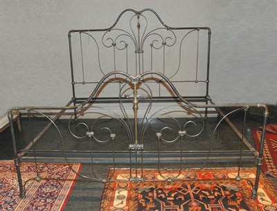 Lot 139 - Brass Trimmed Iron Bed Height 50 1/2 inches,...
