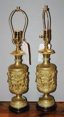Lot 359 - Pair of Gilt-Metal Vasiform Lamps Height 22...