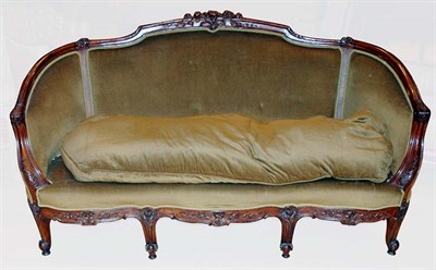 Lot 192 - Louis XV Style Upholstered Walnut Sofa Length...