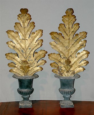 Lot 627 - Pair of Gilt-Metal Oak Leaf Table Decorations...