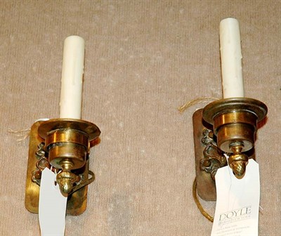 Lot 556 - Pair of Patinated-Metal Single-Light Sconces