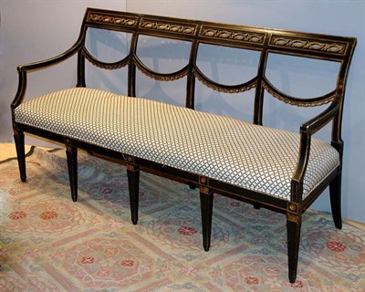 Lot 197 - Louis XVI Style Parcel Gilt and Painted Settee...