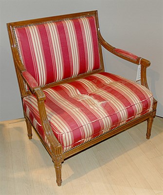Lot 201 - Louis XVI Style Upholstered Mahogany Armchair