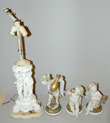 Lot 202 - Four Continental Ceramic Figures of Putti...