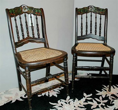 Lot 355 - Six Painted and Caned Side Chairs