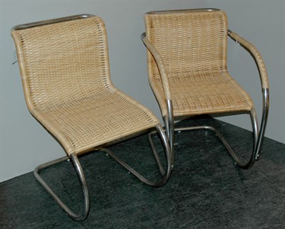 Lot 231 - Set of Six Tubular Chrome and Wicker Side...