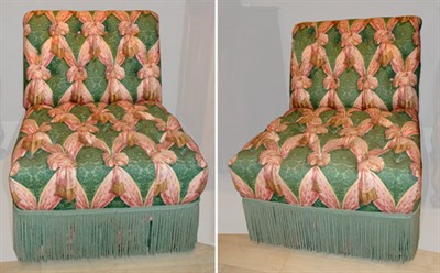 Lot 474 - Pair of Button Tufted Upholstered Armless...