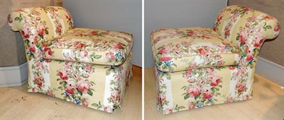 Lot 349 - Pair of Upholstered Yellow and White Side Chairs
