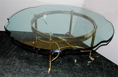 Lot 222 - Shaped Circular Glass Top Gilt-Metal Coffee...