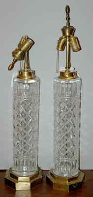 Lot 208 - Pair of Waterford Style Glass Two-Light Lamps...