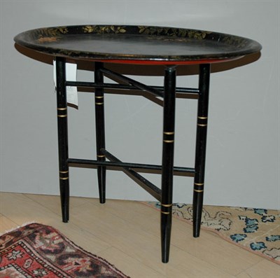 Lot 620 - Victorian Style Tole Tray on Stand
