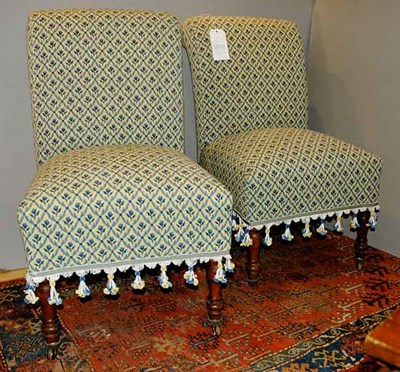 Lot 568 - Pair of Victorian Style Upholstered Walnut...