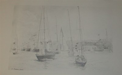 Lot 3077 - DEWS, J. STEVEN A Harbor Front Pencil on paper...