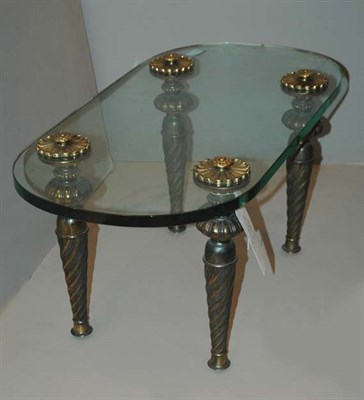 Lot 231 - Glass Top Metal Low Table Height 13 1/2 inches,...