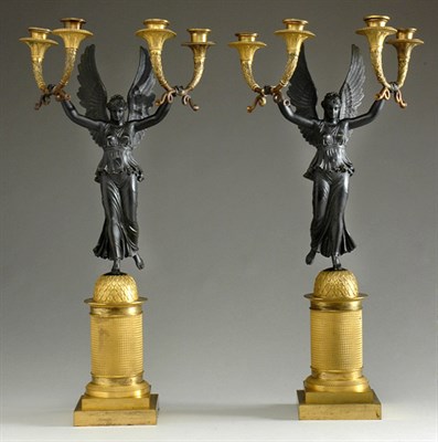 Lot 2316 - Pair of Empire Style Gilt and Patinated-Bronze...