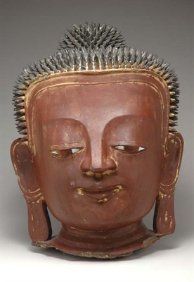 Lot 1087 - Burmese Lacquered Head of Buddha 19th Century...