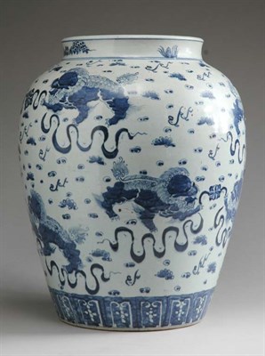 Lot 1366 - Massive Chinese Blue and White Glazed Vase...