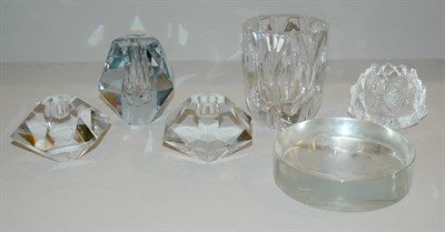 Lot 269 - Group of Six Clear Glass Table Decorations...
