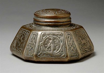 Lot 3546 - Tiffany Studios Silvered Bronze Inkwell In the...