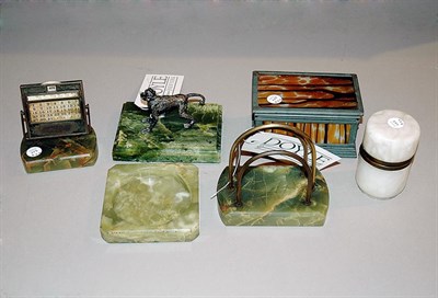 Lot 283 - Miscellaneous Group of Four Onyx Desk Articles;...
