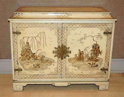 Lot 300 - Chinoiserie Decorated Painted Two-Door Side...