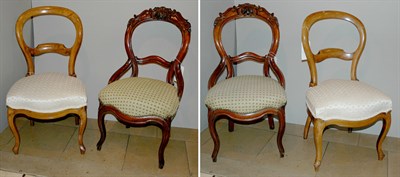 Lot 302 - Two Pairs of Walnut Balloon Back Side Chairs