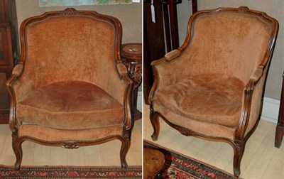Lot 315 - Pair of Louis XV Style Upholstered Walnut...