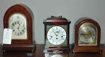 Lot 350 - Three Mahogany Bracket Style Clocks