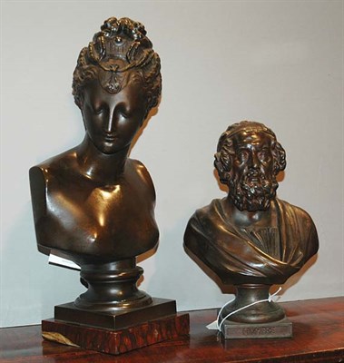 Lot 353 - Two Classical Patinated-Metal Busts Height of...