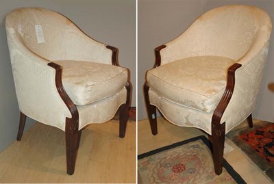 Lot 359 - Pair of Upholstered Walnut Tub Chairs