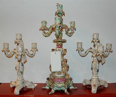 Lot 360 - Three Meissen Style Porcelain Four-Light...