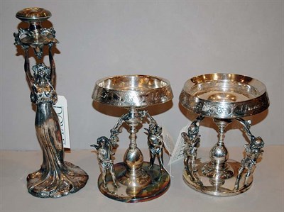 Lot 366 - Three Silver Plated Stands Including a putti...