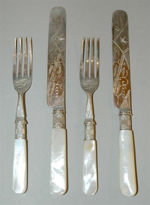 Lot 373 - English Silver Plated Mother-of-Pearl Handled...