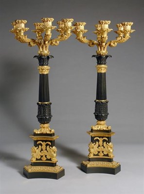 Lot 2562 - Pair of Empire Style Gilt and Patinated-Bronze...