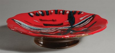 Lot 171 - Longwy Red Glazed Ceramic Circular Footed...