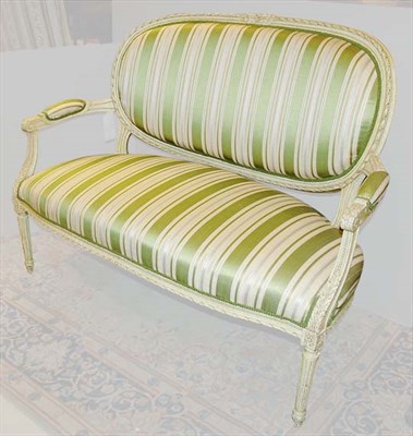 Lot 360 - Louis XVI Style Upholstered White Painted...