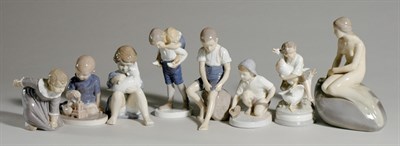 Lot 393 - Group of Eight Royal Copenhagen Porcelain Figures