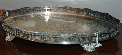 Lot 439 - Silver Plated Oval Tray with Scrolled Feet