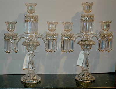 Lot 624 - Pair of Baccarat Style Crystal Three-Light...