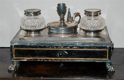 Lot 438 - Neoclassical Style Silver Plated Cut Glass and...