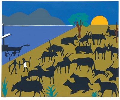 Lot 3089 - Romare Bearden CATTLE OF THE SUN GOD...