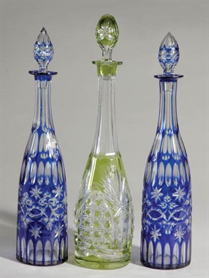 Lot 420 - Pair of Bohemian Style Cobalt and Colorless...