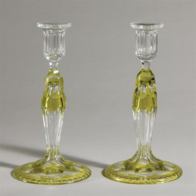 Lot 406 - Pair of Bohemian Style Olive Green and...