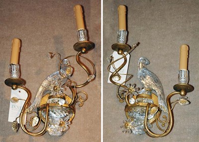 Lot 639 - Pair of Gilt-Metal and Glass Bird-Form...