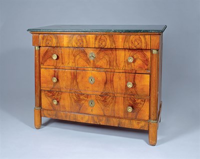 Lot 596 - Empire Style Marble Top Walnut Commode Height...