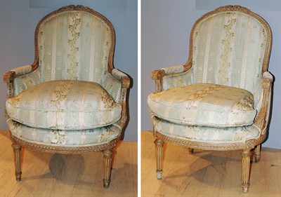 Lot 602 - Pair of Louis XVI Style Upholstered Fruitwood...