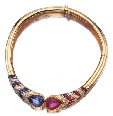 Lot 3418 - Gold, Tanzanite, Pink Tourmaline, Rubellite, Amethyst and Diamond Necklace