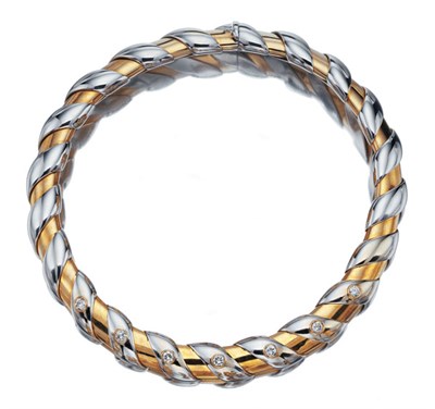 Lot 3520 - Two-Color Gold and Diamond Necklace