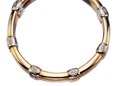 Lot 3506 - Two-Color Gold and Diamond Necklace