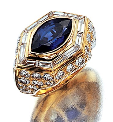 Lot 3491 - Gold, Sapphire and Diamond Ring